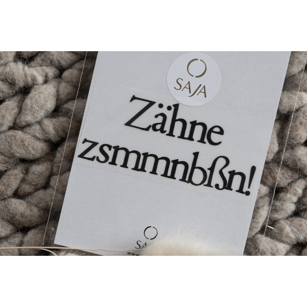 Bügelbild "Zähne zsmmnbßn!"