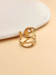 Bague large ajourée dorée en acier inoxydable ajustable