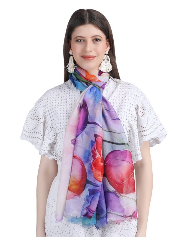 silke tørklæde damer multi blomster