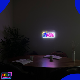Neon Lamp - BAR White / Pink - Incl. Hanging hooks - Neon Sign - 22 x 42 cm