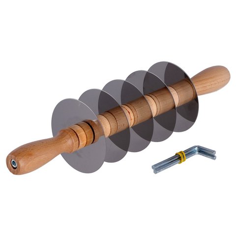 Rolling pastry cutter with 5 smooth steel blades 