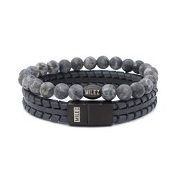 Men's Bracelets Set 'Grey Gravity' -black clasp