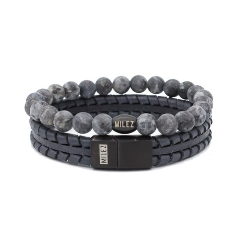 Heren armbanden Set 'Grey Gravity' -zwarte sluiting