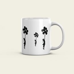 Taza Cerámica Banksy 325ml - Chica Globos Voladores