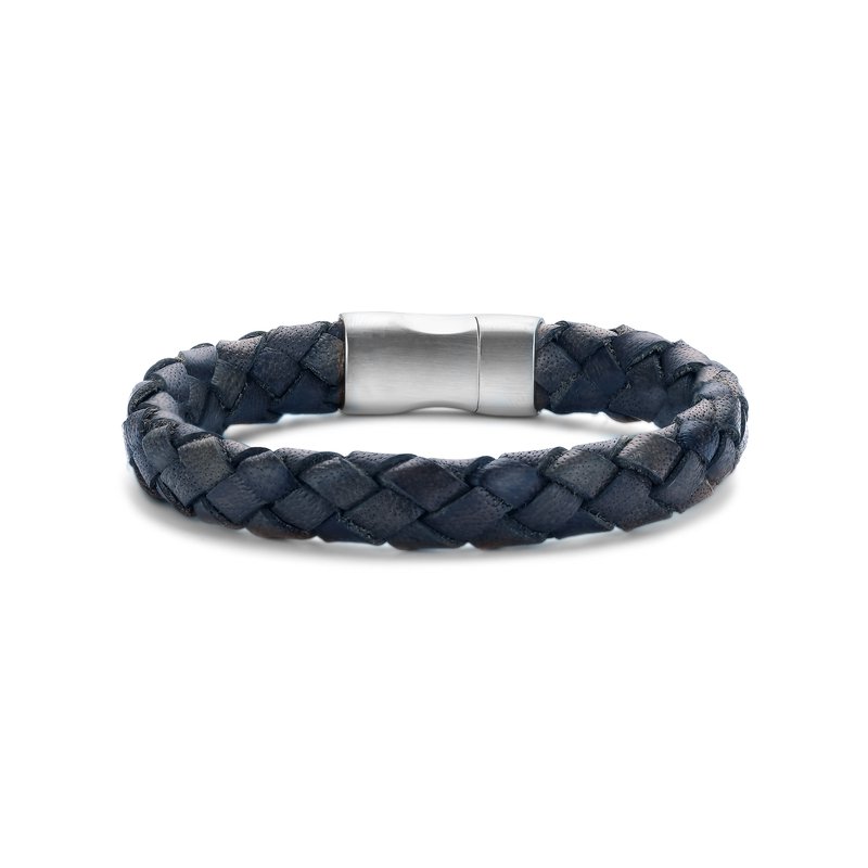 Frank 1967 Armband aus blauem geflochtenem Leder, 23 cm ips