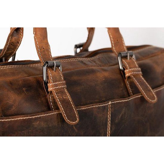 Bolso de hombro de búfalos con manijas Cognac Arrigo