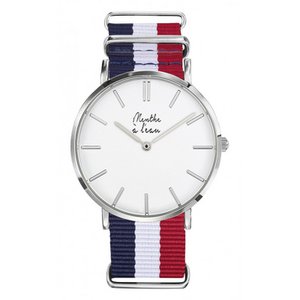 Bekijk de resistente mannen blauw/wit/chrome rode armband