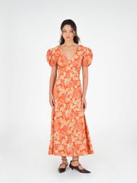 Eros orange kjole med blomsterprint