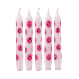 Diner Kaars Smiley Pink - Set of 5