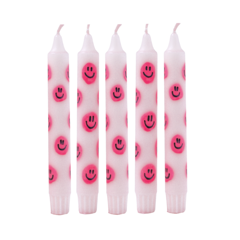 Diner Kaars Smiley Pink - Set of 5