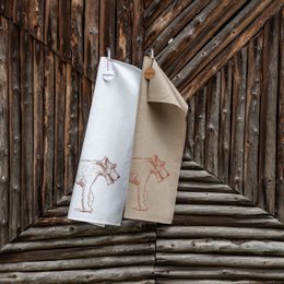 Tea towel half linen terrier