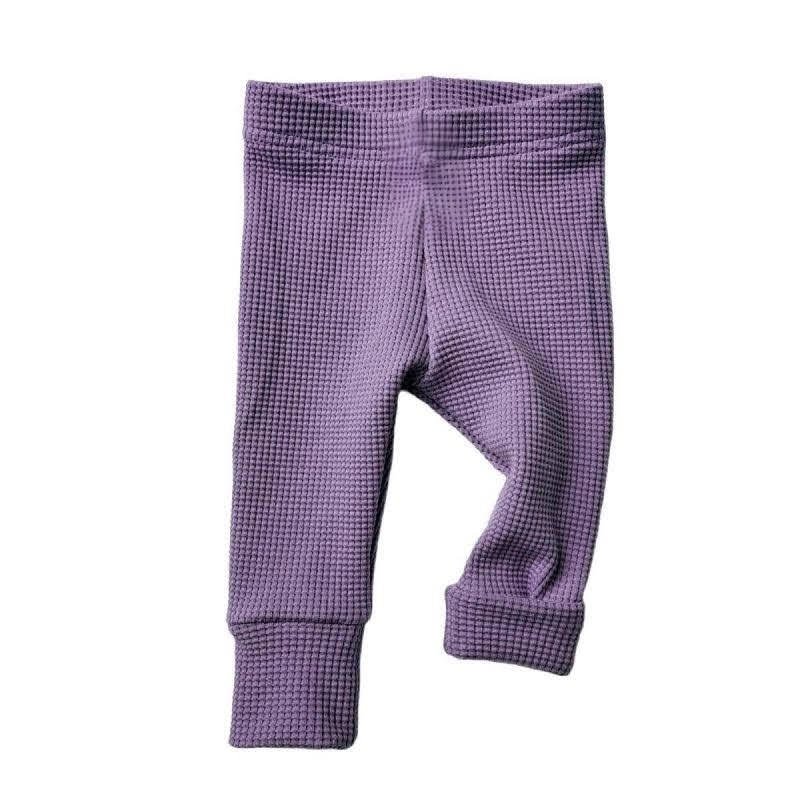 Pantalon de croissance organique - Lila | Coton de gaufre certifié GOTS | Leggings pour bébés durables (0-2 ans)