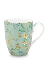 Tazza grande Jolie fiori blu oro - 350ml