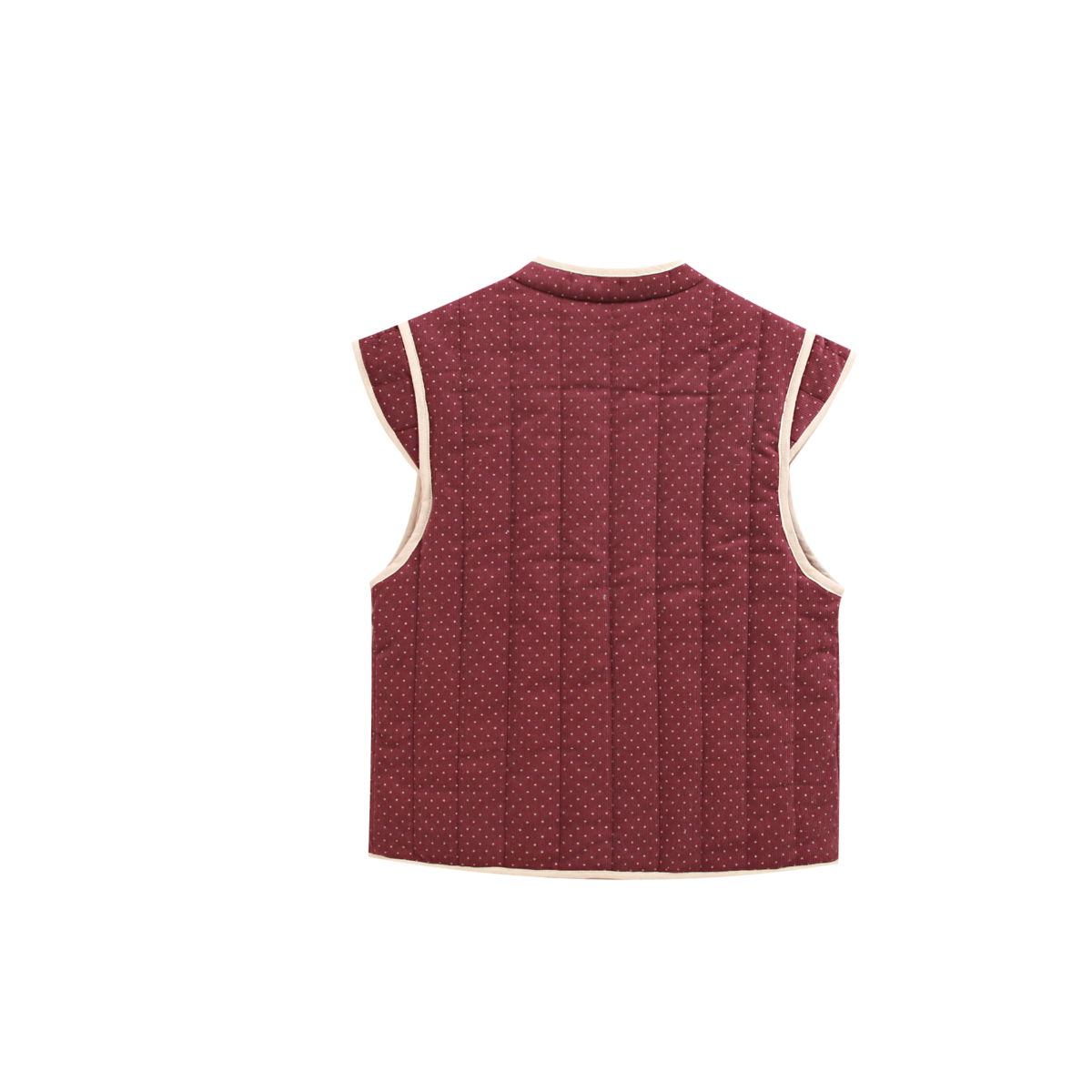 Purple corduroy vest for girls with beige polka dots P78-11604145