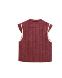 Paars corduroy vest voor meisjes met beige stippen P78-11604145