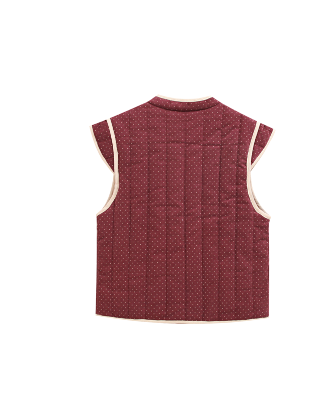 Paars corduroy vest voor meisjes met beige stippen P78-11604145