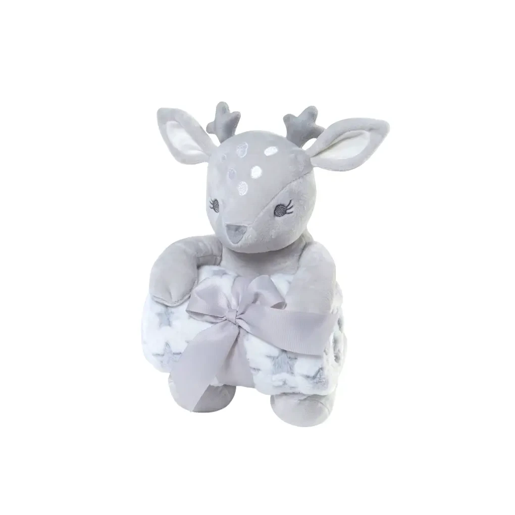 Babysæt, tæppe og fawn plys, grå