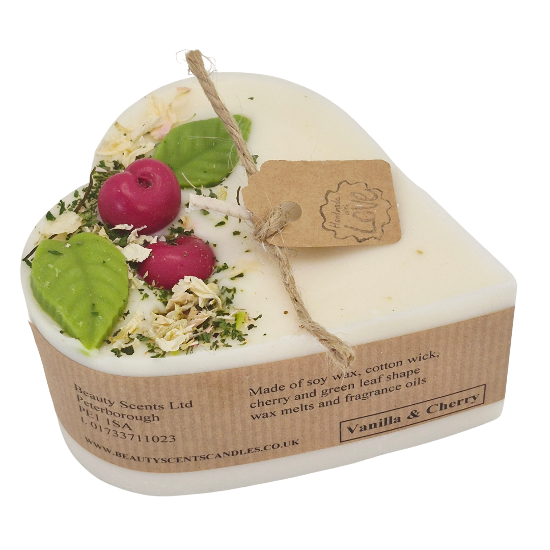 Vela Corazón Pequeña Con Cerezas, caja de 6