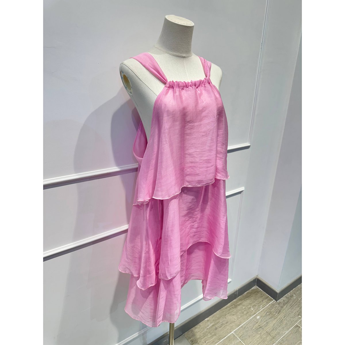 Robe à Volants à Bretelles et Nœud Déco - LYOCELL - 7746