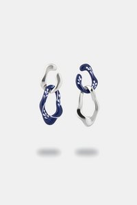 Varia Emaille 2-in-1 Oorbellen (mini) — Blauw en Zilver