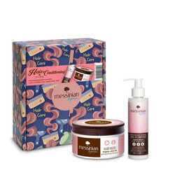  A cherry-scented hair mask from Messinian Spa, featuring a red jar with a cherry design. The mask is intended to nourish and condition hair.