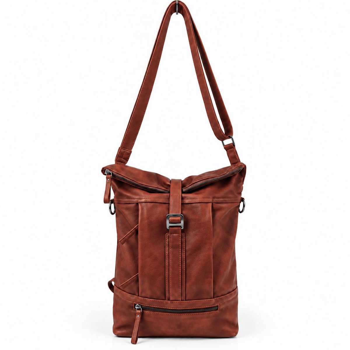 Rolltop Backpack Rucksack Leder Cognac
