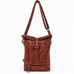 Rolltop Backpack Rucksack Leder Cognac