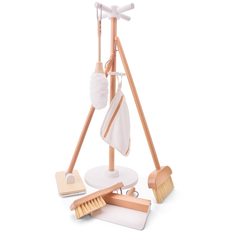 Wooden Toy Cleaning Set with Stand - 6-piece