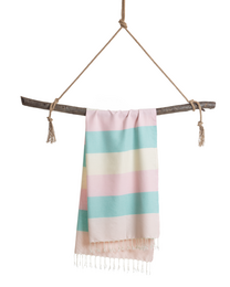 TOWEL TO GO PALERMO Cotton Beach Towel 180x100 cm | Lightweight | Mint / Pink | with Gift Box