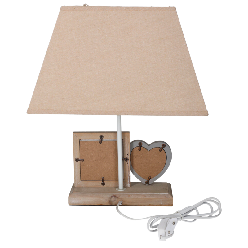 Photo lamp with lampshade h 42x35x19 cm in resin and fabric