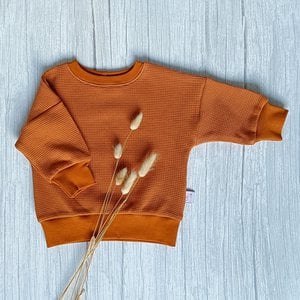 Oversized Sweater Waffle Jersey Cognac