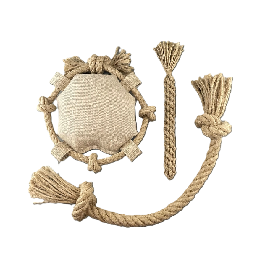 3 Dog Toys - Natural Hemp rope Dental toy, Simple rope