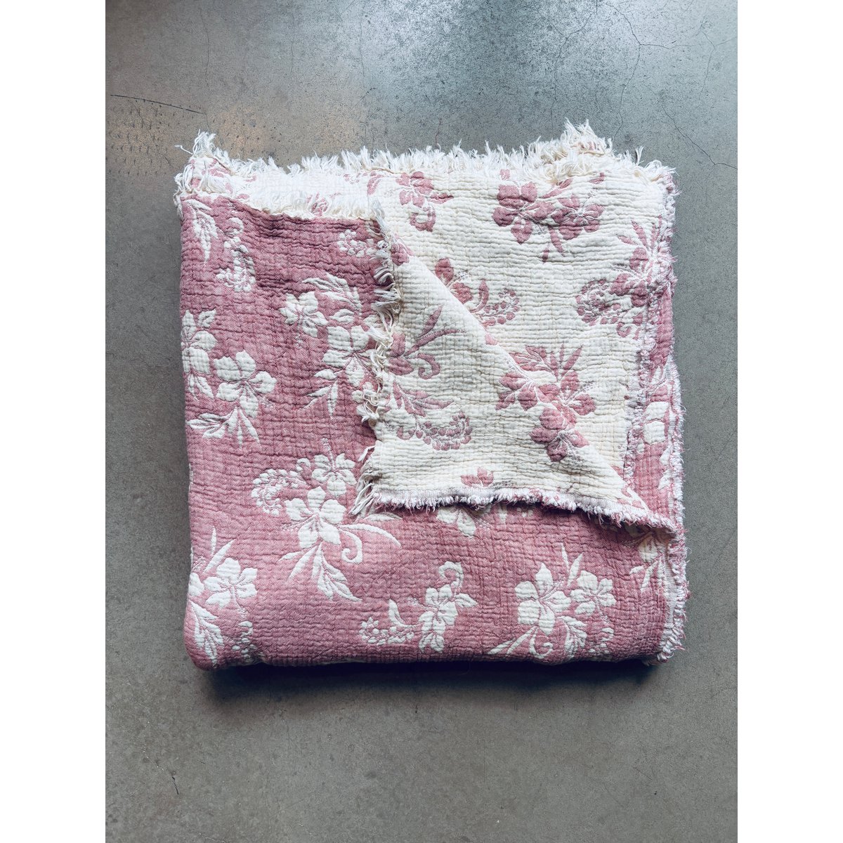 Muslin blanket - ROSE - old pink-white - 2.20 x 2.50 m