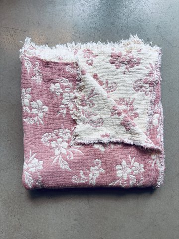 Musselin Decke - ROSE - Altrosa-Weiß - 2,20 x 2,50 m