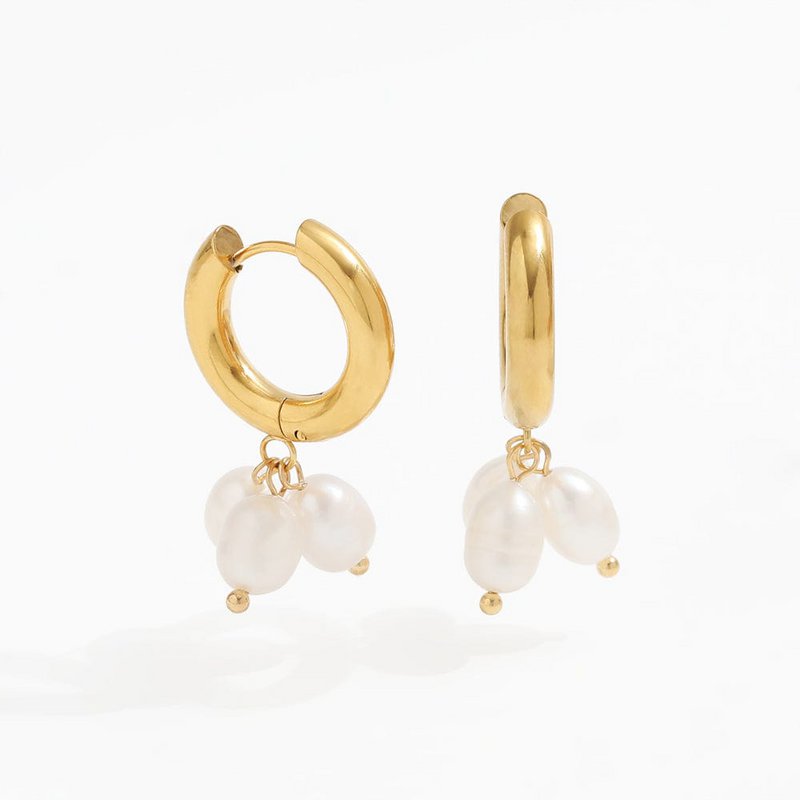 Blinn - Gouden Hoop Triple Cluster Pareloorbellen