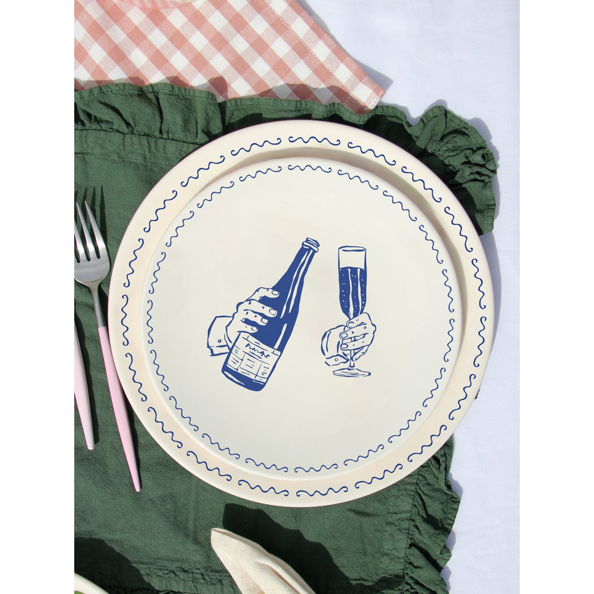 Le champagne de la plaque de dessert traite l'humeur