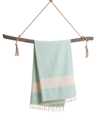 DIAMANT Telo da spiaggia e sauna per Hammam in cotone – Senza sabbia – Menta - 180x100 cm