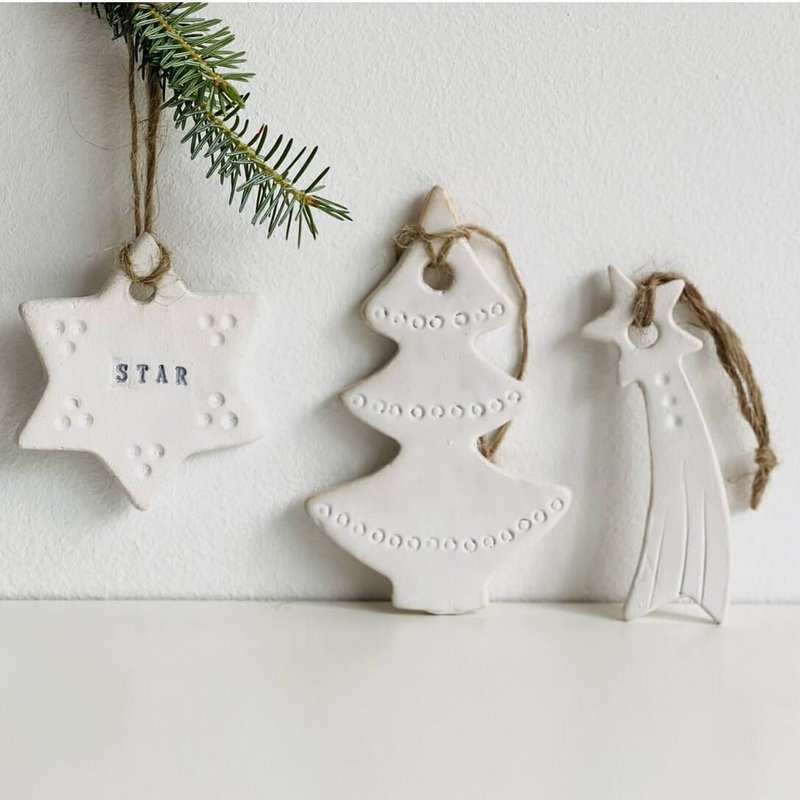 Ceramic Christmas Tree Hangers - Set