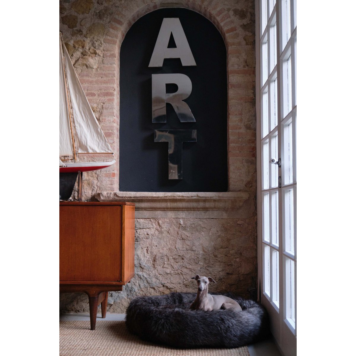 Lit pour Chien Argent Fausse Fourrure 80x20