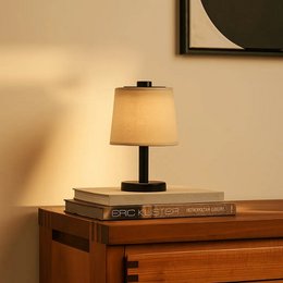 Rover zwarte houten oplaadbare lamp