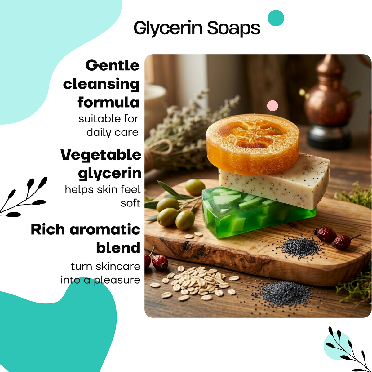 Coffret de savons artisanaux à la glycérine (3 pièces) – Agrumes, Vanille, Pamplemousse
