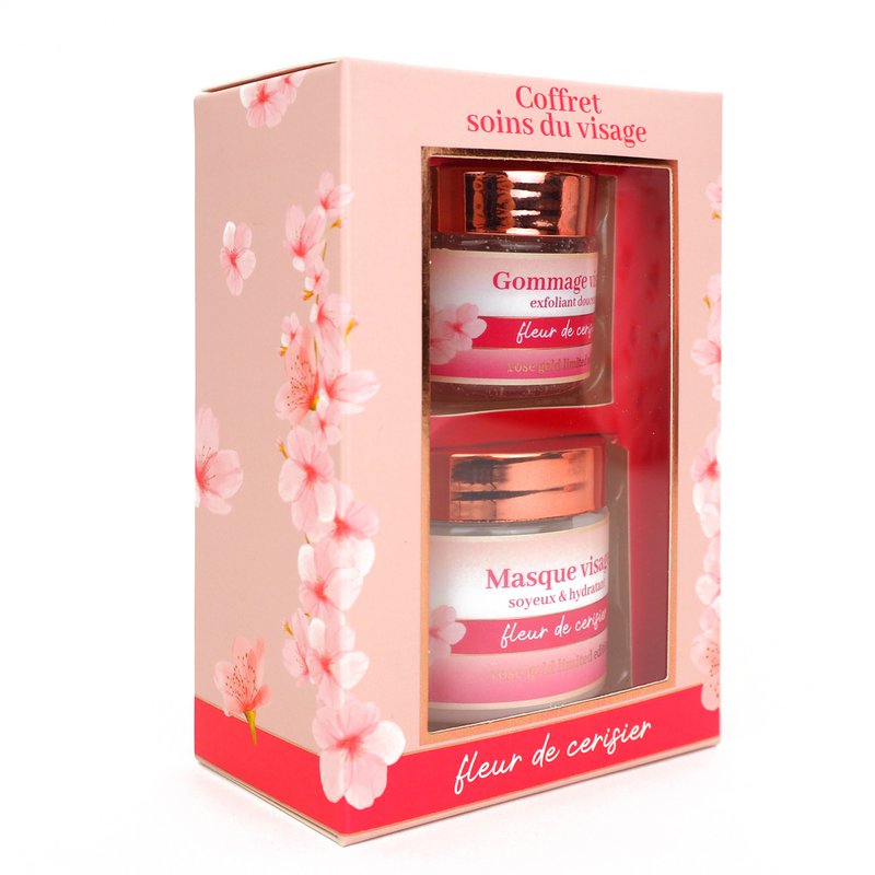 Hydratisierende Maskenbox und Gesichtscrub - Kirschblüte - Roségold Edition