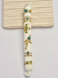 Set van 6 ringen - versierd met turquoise stenen - Boheemse chique stijl