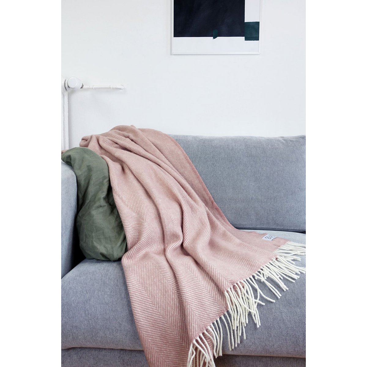 Wool blanket / cuddly blanket herringbone rosestone
