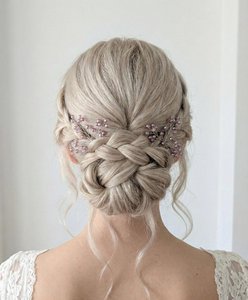 Pink crystal hairpins for romantic bridal hairstyles