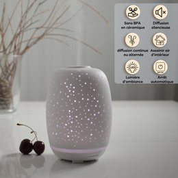 Ultralydsdiffuser – Stella – Rent og keramisk design – Spredning af æteriske olier – Original dekorationsidé