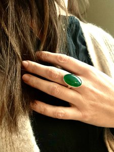 Zilveren ring 15x25mm groene Agaat