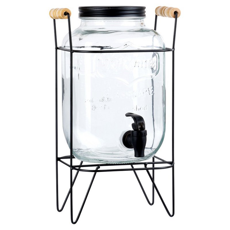 Dispenser med hanen og stå sort 4,2 L
