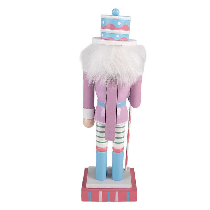 Christmas Decoration Statue Nutcracker 10x9x38 cm Pink Wood