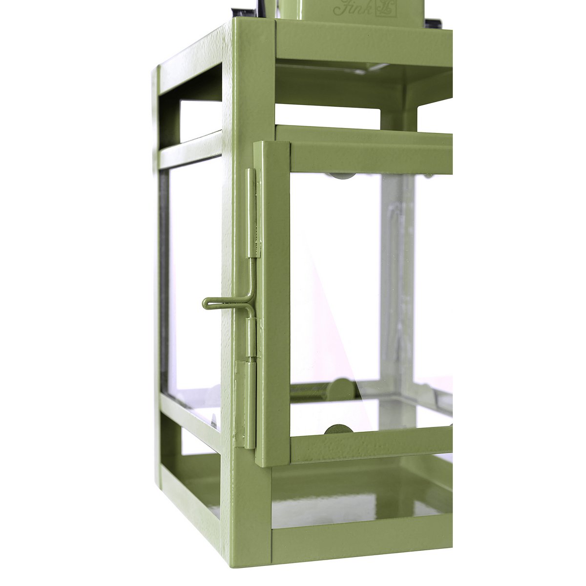Lantern KENIA glass iron powder-coated smooth green 11.5 cm (Ø 12 cm) 20 cm